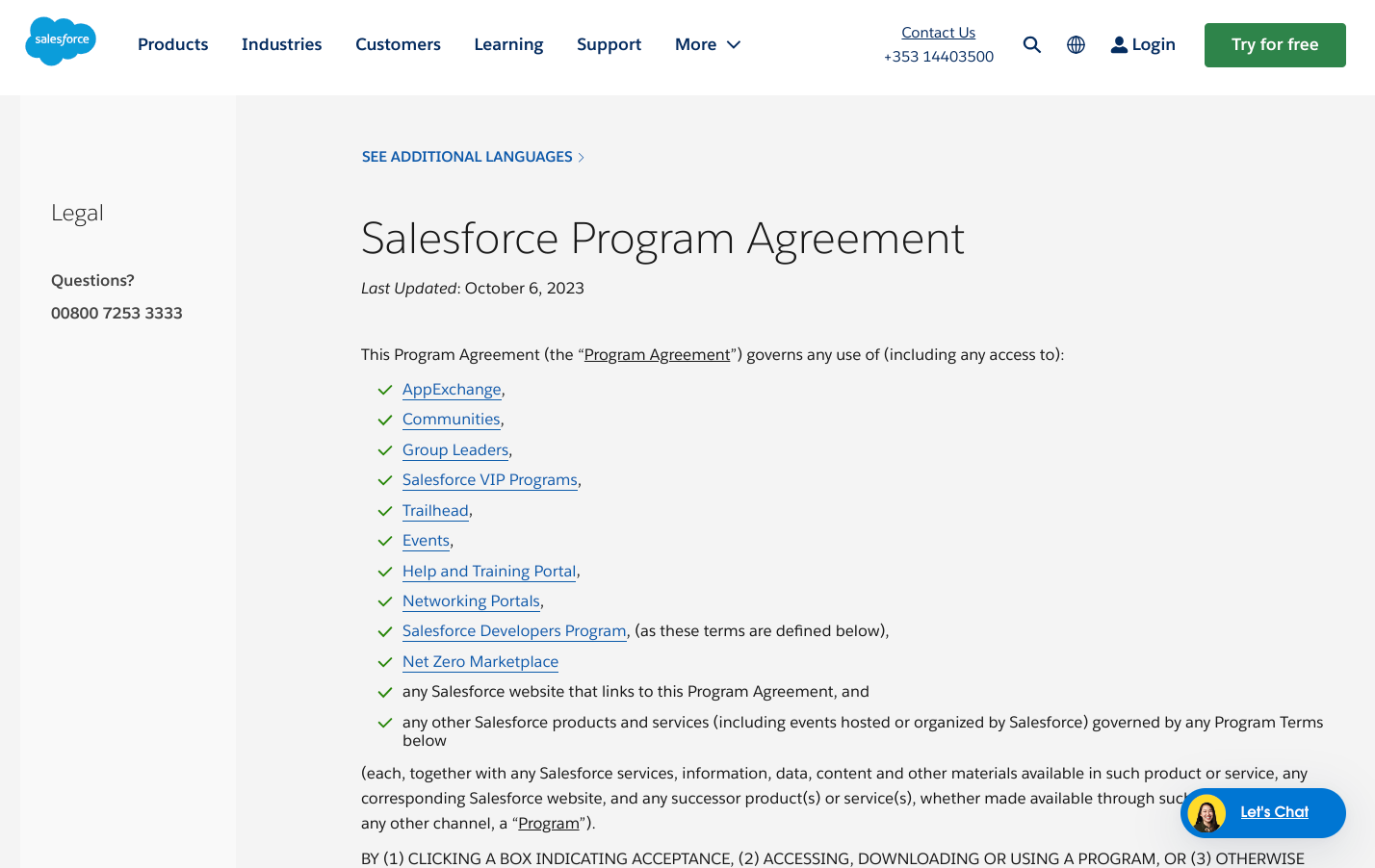 The Salesforce Program agreement contains approximately 12,000 words.