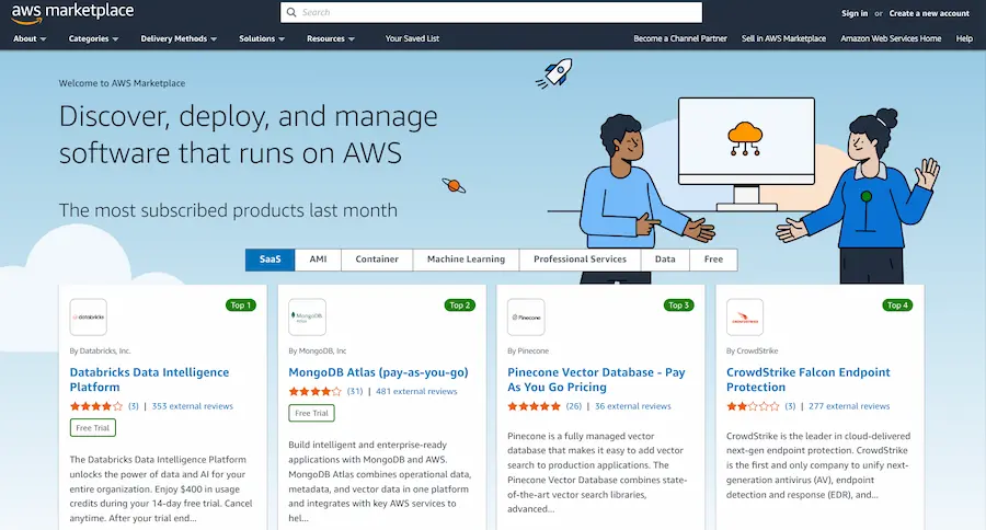 AWS Marketplace aggregates over 40,000 products and solutions in one place.