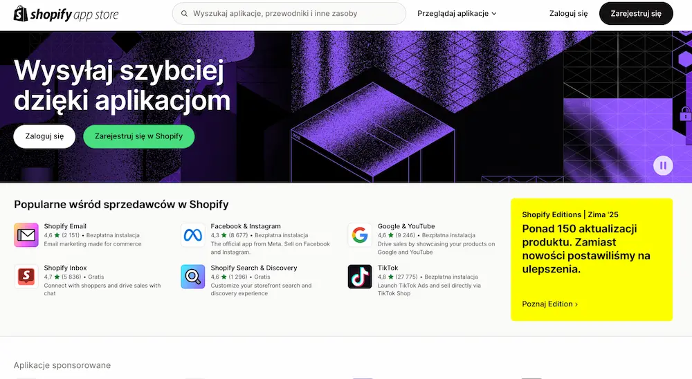 Shopify App Store is available in 20 different languages, including Polish.