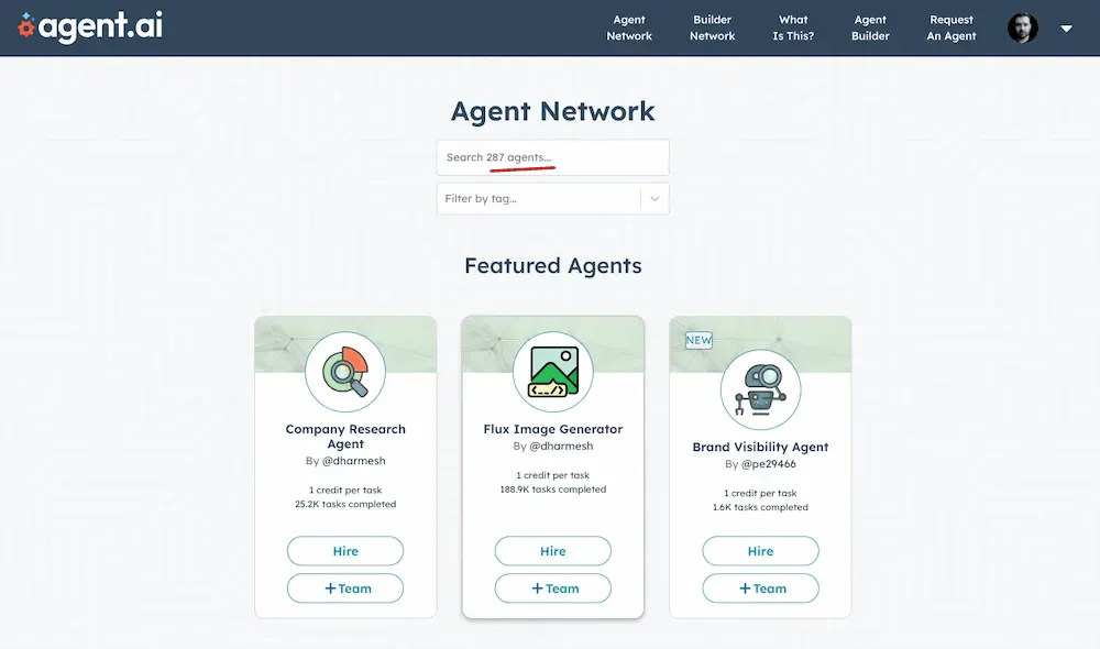 Dharmesh Shah's agent.ai offers almost 300 AI agents.