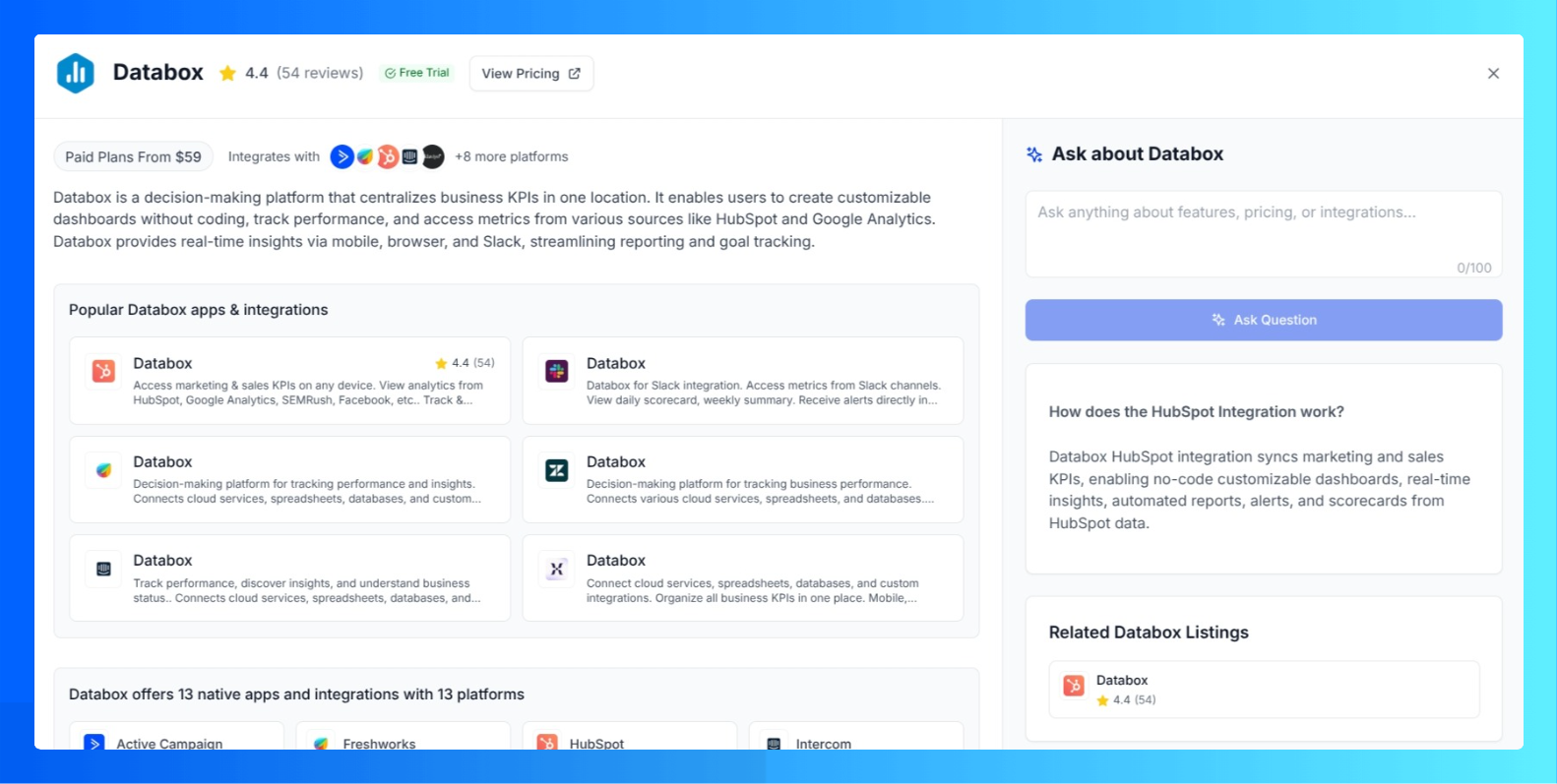 It's now possible to "ask a question and get an answer" on appmarketplace.com